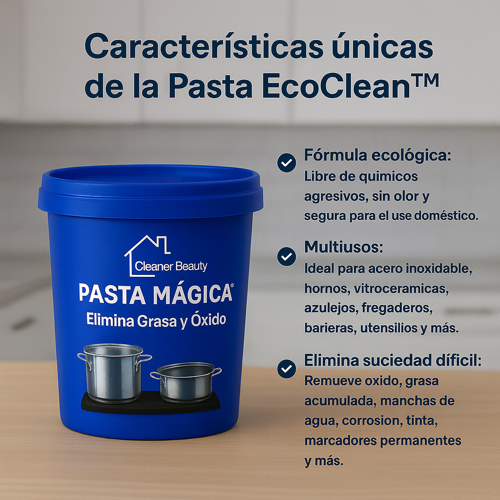 Pasta EcoClean™ - Elimina Grasa donde se desarrollan bacterias y hongos.