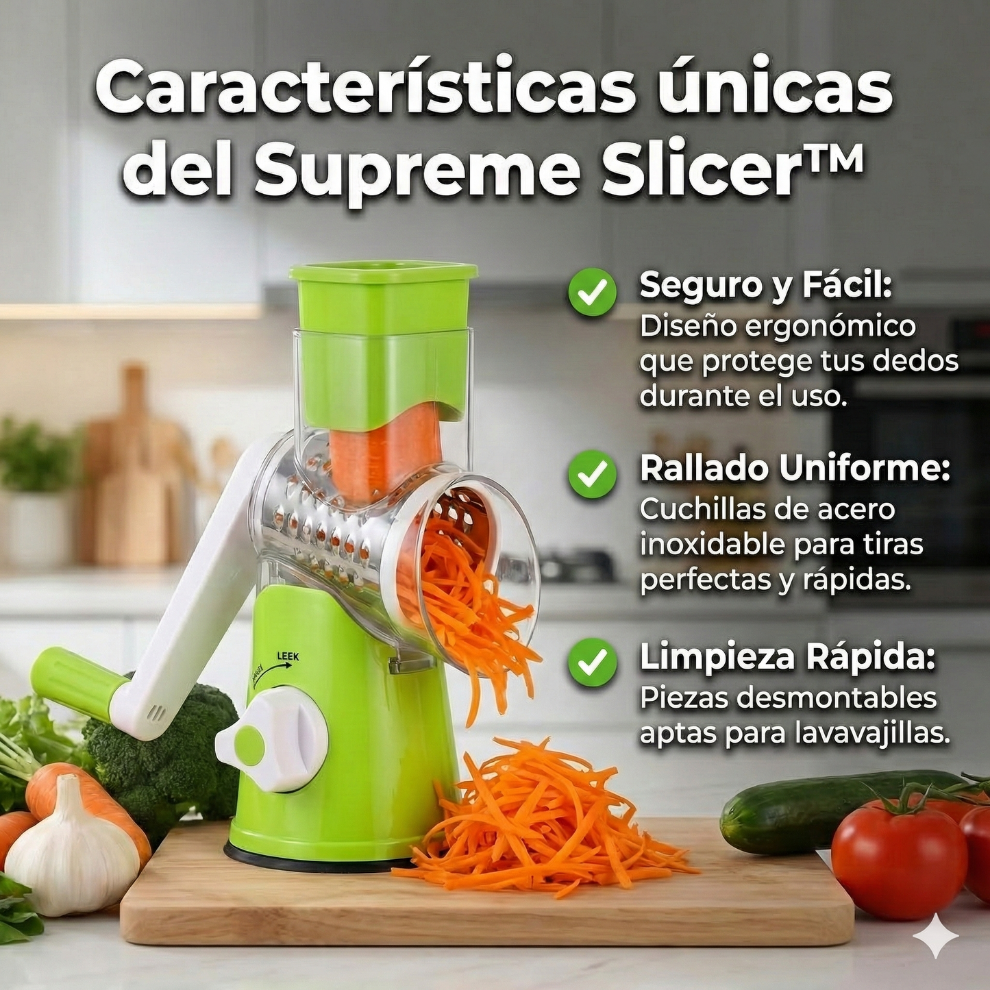 Supreme Slicer™- Reduce el esfuerzo físico y protege tus manos al cocinar