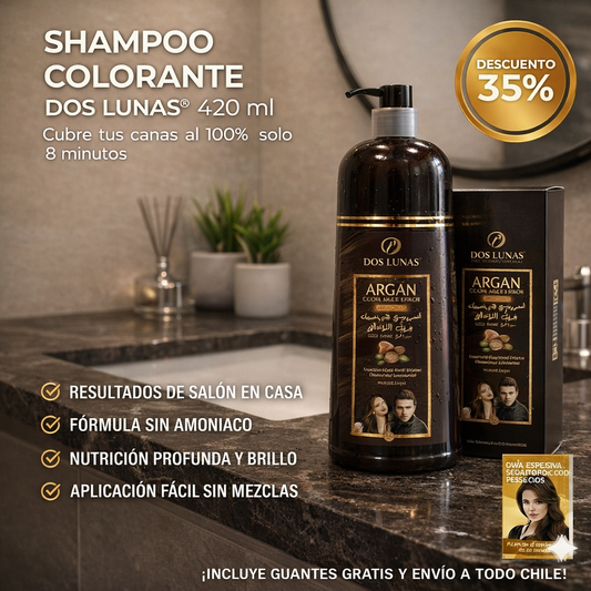 Shampoo Dos Lunas® 420 ml – Fórmula 100% Natural que Cubre Canas en 8 minutos